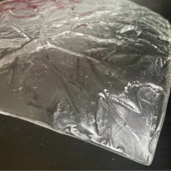 LAST CHANCE Decorative Glass Candy Dish Candle Holder Clear Red Leaf Home Decor - Picture 5 of 7